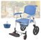 Sedia WC per Anziani con Ruote, Sedia Comoda Pieghevole WC per Disabili con braccioli e Schienale, per Pazienti, Anziani, Disabili e Donne Incinte, Portata Fino a 150 kg (Blu)
