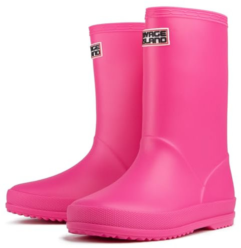 Savage Island Stivali di gomma impermeabili per bambini e bambine, stivali da pioggia per bambini e bambini, scarpe da pioggia unisex, rosa, 36 2/3 EU