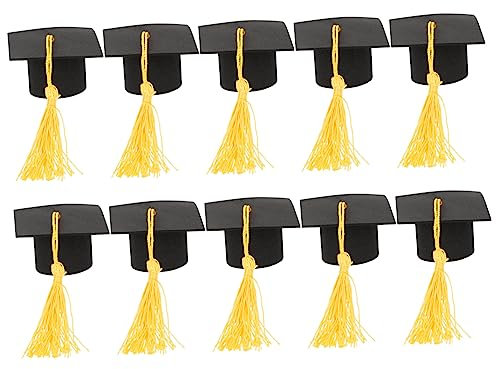 LOLIPPYY 10stücke Miniatur Doktorhüte Dekorationen Abschlusskappen Für Kuchen Party-ornamente Kreative Tischdeko Für Graduierungsfeiern Gefertigt Aus Leichtem Quasten