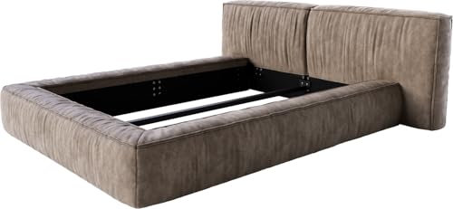 DELIFE Polsterbettgestell Coperti Mikrofaser Taupe Vintage 140x200 cm