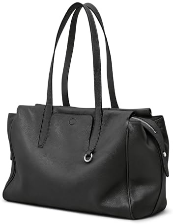 S-ZONE 15 Zoll Laptoptasche aus Echtem Leder Große Umhängetasche weiche Schultertasche Arbeitstasche