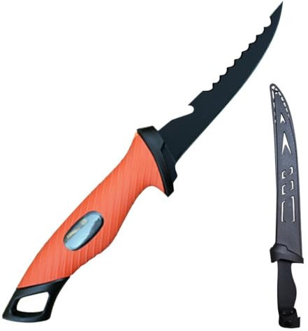Fischmesser Küchenmesser Angeln und Filetiermesser Fisch Klinge Edelstahl Ultrascharfer Angelmesser Sehr Scharf Fischfiletmesser Inklusive Schutz ABS Whetstone Scheide Ergonomischem Griff (A)