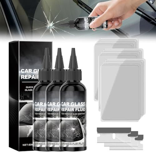 Kit de reparación de parabrisas for grietas y desconchones: líquido profesional con resina for arañazos en el cristal. Kit de reparación de grietas for ventanas de coche.(3 SET)
