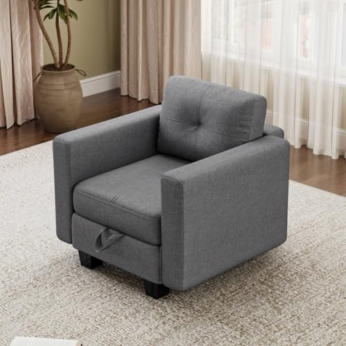 Luxstein Modulares Sofa,Sofa mit Schlaffunktion,Ecksofa mit Stauraum,Einzelsofa für Wohnzimmer Co,Leicht zu verbinden,85 x 75 x 86cm,Grau