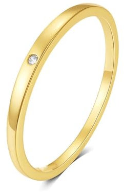 9K Gelbgold Partnerringe Weiß Moissanite Ring Damen, Eingelegte Steine Damen Ring Größe 57 (18.1)