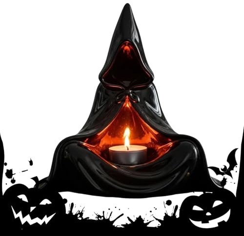 Halloween Tea Light Holder - Decorative Figure Mysterious Man for Desk - Halloween Table Tea Light Holder for Bedside Table Windowsill Patios Coffee Table Party Decoration