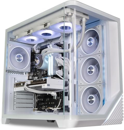 ionz Liquid Cool Gaming PC, Ryzen 7 9800X3D, Nvidia RTX 5090, 32GB DDR5 RAM, 2TB NVMe SSD, Windows 11, 1200W Gold PSU | Venus Flow - White