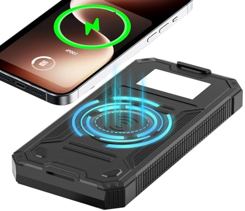 Solar Charger Battery Pack | USB Ports with Flashlight - Wireless Phone Charging Solar Battery Bank | for Hiking Travel Fishing Camping Backpacking Music Festival Smartphone Camera Tablet