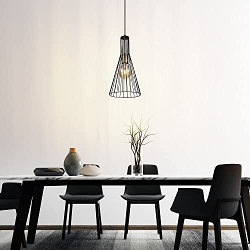 Pendellampe Hängeleuchte Deckenlampe Esszimmerleuchte Küchenlampe, Metall schwarz altmessing, E27, H 120 cm