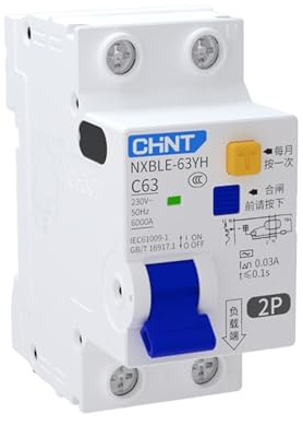 Disyuntor,Interruptor AutomáTico MagnetotéRmico Disyuntor diferencial RCBO de 30 mA, 16 A, 20 A, 25 A, 32 A, 40 A, 50 A, 2P NXBLE-63YH, operado por corriente residual, UPS 12 V(16A)