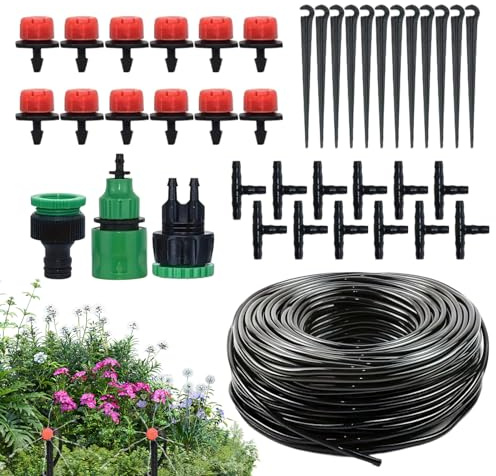 Système d'arrosage goutte à goutte pour jardin,Goutteurs à Raccord Rapide - Kit d'Arrosage Automatique Extérieur,Pour terrasse, pelouse, extérieur, serre, et