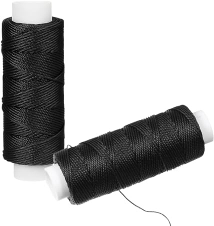2 Rolls 0.55mm Waxed Leather Sewing Thread Black – Strong Waxed Polyester Cord for Saddle Stitching, Hand Stitching, Leather Craft, Wallets, Bags, DIY Repair & Jewellery Making (30m Each Roll)