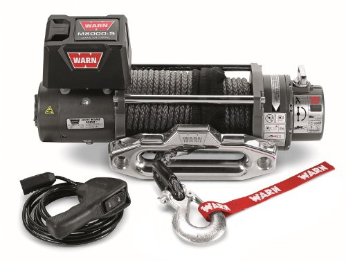 WARN 87800 M8000-S Series Electric 12V Winch with Synthetic Rope: 3/8 Diameter x 100' Length, 4 Ton (8,000 lb) Pulling Capacity