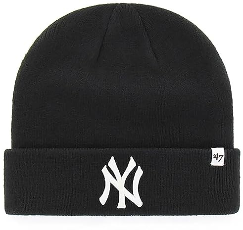 47 New York Yankees Beanie-Mütze mit Bündchen, Schwarz