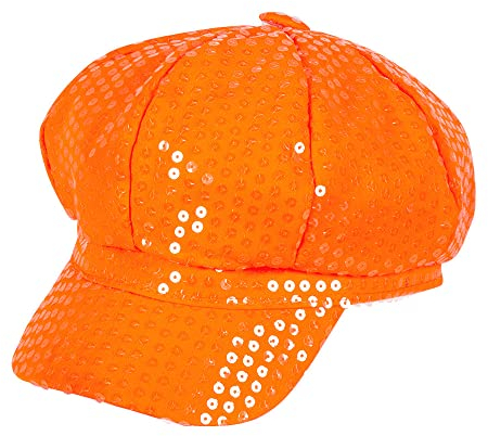 Boland 61773 - Pailletten-Mütze Spangles, Einheitsgröße, Neon-Orange, Kopfbedeckung, Hut, Kostüm, Karneval, Mottoparty