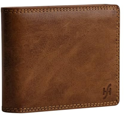 STARHIDE Handmade Wallets for Men UK | Genuine Distressed Hunter Leather | RFID Blocking Notecase Wallet | Coins and Id Card Holder | 1060 Brown (Without Strap)