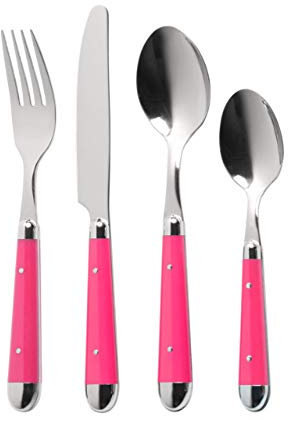 Premier Housewares Brasserie Cutlery Set, 16 Piece - Hot Pink