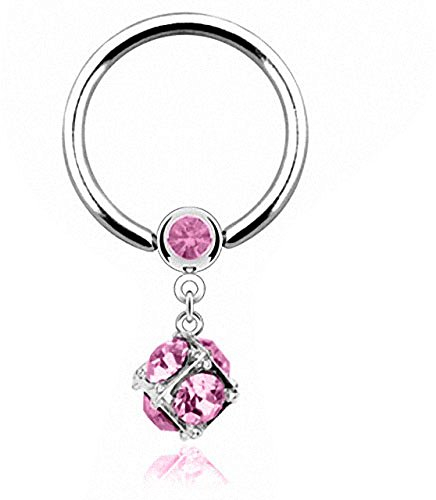 Piercingfaktor Piercing Ring aus Chirurgenstahl mit Kristall Kugel - Stabstärke 1,6 mm - verschiedene Kristallfarben