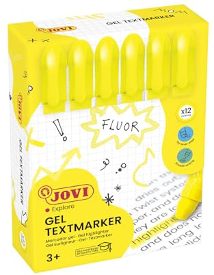 Jovi - Federmäppchen, 12 Gelmarker, gelb (1817) | Gelmine, schadstofffre, Für Karton & Papier, präzises Markieren