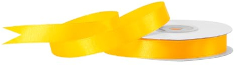 Satinband 12mm x 25m Rolle - FARBAUSWAHL in 3/6/12/18/25/38/50/75/100mm - farbecht & waschbar - Schleifenband für Hochzeit - Geschenkband zum Verpacken Dekorieren Basteln - Gelb 645