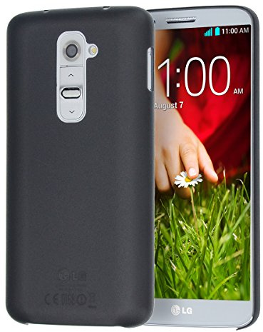 doupi UltraSlim Hülle kompatibel für LG G2, Ultra Dünn Fein Matt Handyhülle Cover Bumper Schutz Schale Hard Case Taschenschutz Design Schutzhülle Hardcase, schwarz
