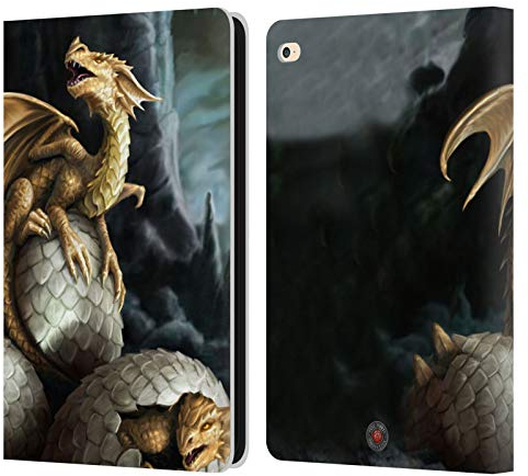 Head Case Designs Licenciado Oficialmente Anne Stokes Tesoros Dorados Dragones Carcasa de Cuero Tipo Libro Compatible con Apple iPad Air 2 (2014)
