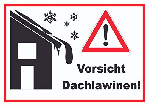 HB-Druck Vorsicht Dachlawine Achtung Schild A3 Rückseite selbstklebend
