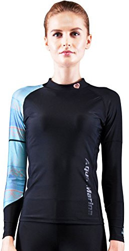 Aqua Marina Illusion Damen LS Rash Guard UV-Shirt Lycra Badeshirt Schwimmshirt Blue