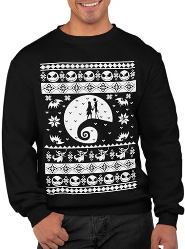 Graphic Impact Inspired Before Christmas Ugly Sweater Nightmare Jack Christmas Sweater Xmas Jumper(Black, Large)