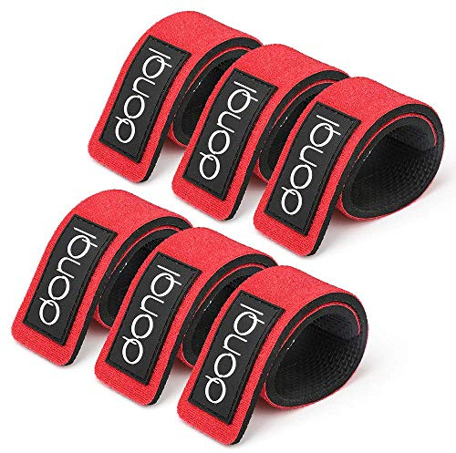 DONQL 6 Stück Angelruten Gurte, Angelrute Klettverschluss Riemen einstellbar, Angel Rutenbänder, elastische Angelrute Gürtel Krawatten für Feste Angelruten Gear Strap Spinnrute Meer Rute