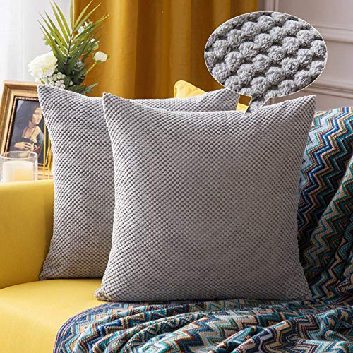 MIULEE 2er Set Kissenbezüge Dekokissen Körnig Dekorativ Kissenbezug Kissenhülle Sofakissen Deko Bezug Weich Zierkissen Kissen für Wohnzimmer Schlafzimmer 40x40cm Hellgrau