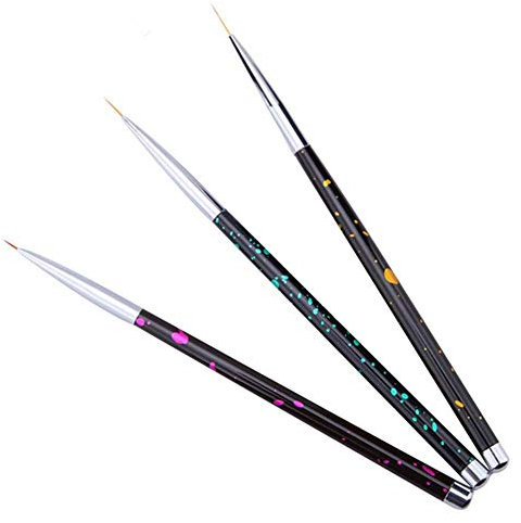 Ogquaton Lot de 3 pinceaux professionnels fins pour nail art, vernis à ongles gel UV, durable et utile.
