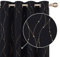 Deconovo Home Decoration Gold Dotted Line Foil Printed Blackout Curtains Energy Saving Thermal Insulated Eyelet Room Darkening Curtains for Bedroom 46 x 54 Inch Black 2 Panels