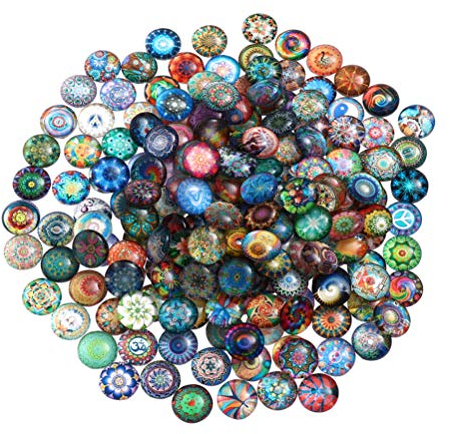HEALLILY 100 Stück 12 mm flache Rückseite Halbrunde Mosaik Glassteine für Schmuckherstellung Basteln Basteln