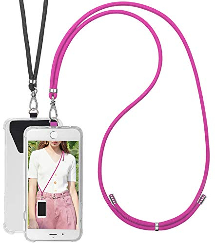 COCASES Handyband Universal zum Umhängen- 2 Stück Handyband aus Nylon kompatibel mit jeden Smartphones, Handygurt Umhängenband mit Kordel (Schwarz/Violett)