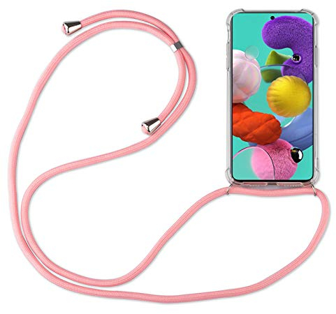 Hülle Kompatibel mit Samsung Galaxy A71 | Handykette Smartphone Halskette Hülle mit Band | Handyhülle mit Kordel zum Umhängen Kompatibel für Galaxy A71 | Rosa