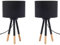 Beliani Tischlampe Schwarz 2er Set 40 cm drei Beine skandinavisch Tobol