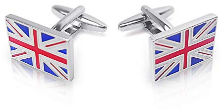 Winston 1874 Herren-Manschettenknöpfe Union Jack-Design silberfarben