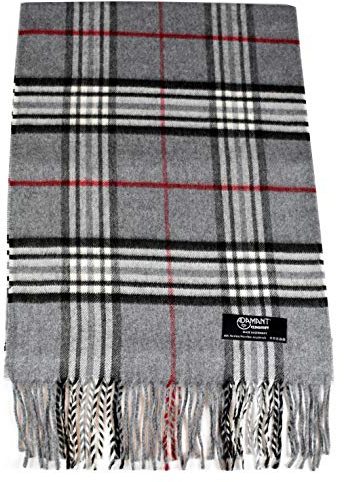Schal Herren/Damen=Unisex 100% Climaxsoft (weich wie Kaschmir) STANDARD-MAß 30x180cm - MADE IN GERMANY (2-Grau-Karo)