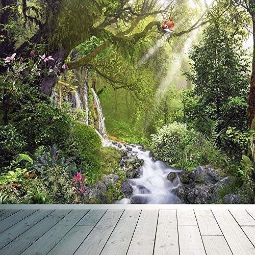Tropical Rainforest Waterfall Wall Mural Photo Wallpaper Relax Calm Birds 350cmx256cm(137.8x100.8inch)