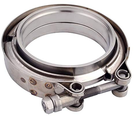 Edelstahl V Bandschellen Auto 2.5 Zoll/ 3 Zoll/3.5 Zoll/4 Zoll Edelstahl Turbo Auspuff Rohrschelle für Turbos Wastegates Abblasventile Auspuffanlagen V Band Klemme, 3,5 Zoll