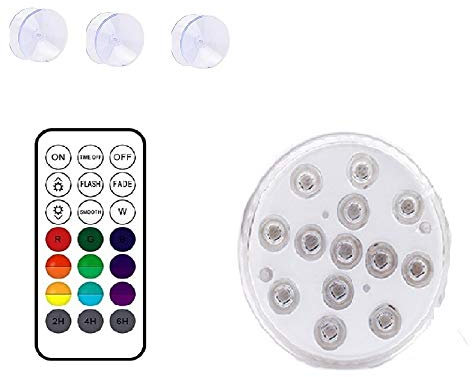 Tauch-LED-Lichter Teichbrunnen Pool Lichter Fish Bowl Unterwasserlichter Teelicht für Aquarium Vase Hochzeit Halloween Batteriebetrieben Wasserdicht mit Fernbedienung (13LED-1 Stück)