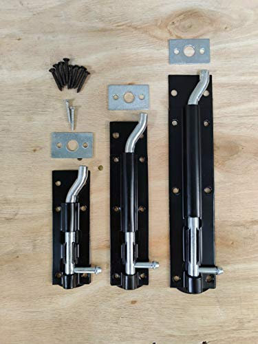 Garden Gate Shed Door Cranked Necked Tower Barrel Bolt Catch Black 4 6 8 (152mm 6 Inch Bolt)