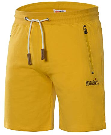 Mount Swiss Kurze Freizeithose Liam I Sweatpants Herren Mit Taschen I Sport Shorts Übergröße Yellow, 6XL