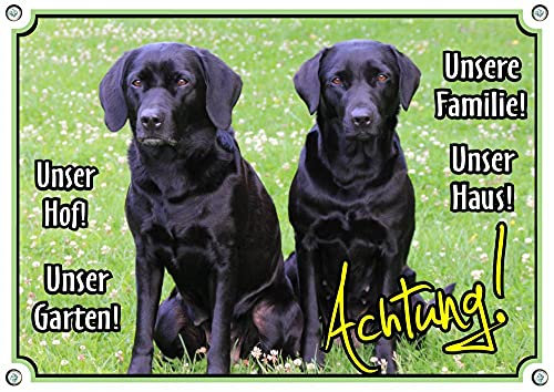 wunderschönes Hundeschild - 2 Schwarze Labrador Retriever - Warnschild in Premiumqualität, DIN A3