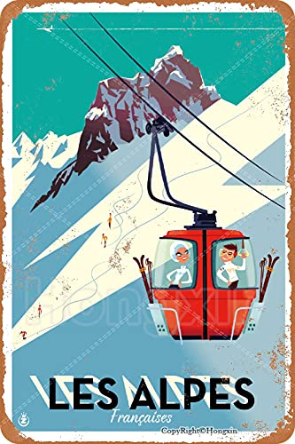 Hongxin Ski-Ausflug Blechschild Dekoschild Retro Poster Metall Plakat Vintage Türschilder Deko Schild Blech Kunst Schilder Hof Bar Cafe Geschenk 20X30cm