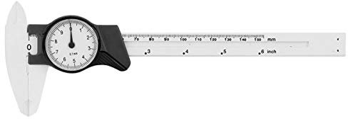 Herramienta de medición de calibre, calibre Vernier de dial de 0-150 mm, micrómetro de calibre digital, calibrador de dial de plástico a prueba de golpes para herramienta de medición de techo (blanco)