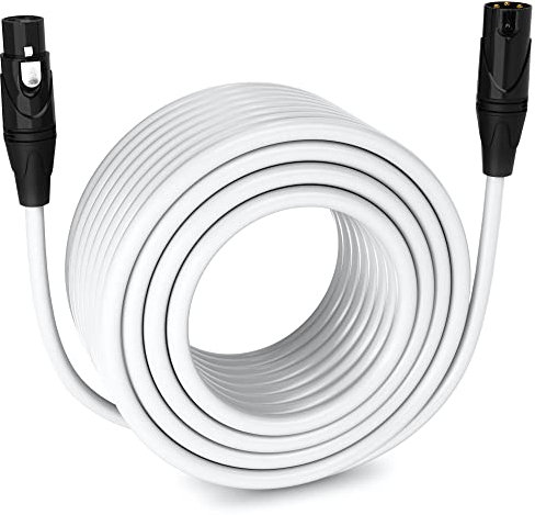 LyxPro 200 ft Balanced XLR Mic Cable, Male to Female, White