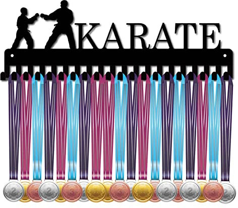 CREATCABIN Medaillenhalter Display Kleiderbügel Sport Karate Metall Wandhalterung Mit 20 Haken Für Rennen Fußball Läufer Spieler Gymnastik Turner Über 60 Medaillen Schwarz 15.7 x 5.5 Zoll