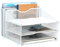 EasyPAG 3 Tier Desktop A4 Mesh in Tray Office Desk Tidy File Holder Paper Organiser Magazine Storage Shelf Filing Rack,White